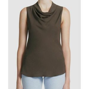 Theory Women Plus Treeca Cowl Knit Top Soft Knit Olive Green XXL Nwt
